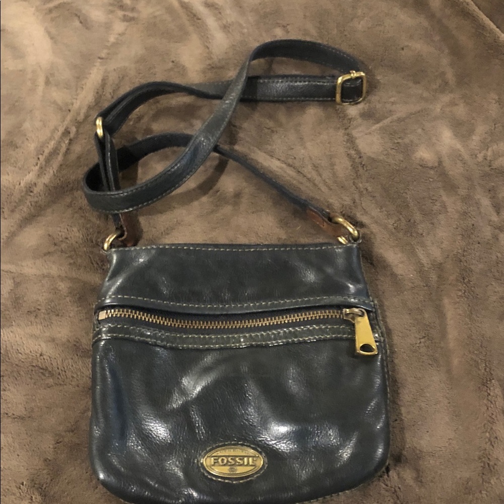 Fossil Small Black Leather Crossbody Bag